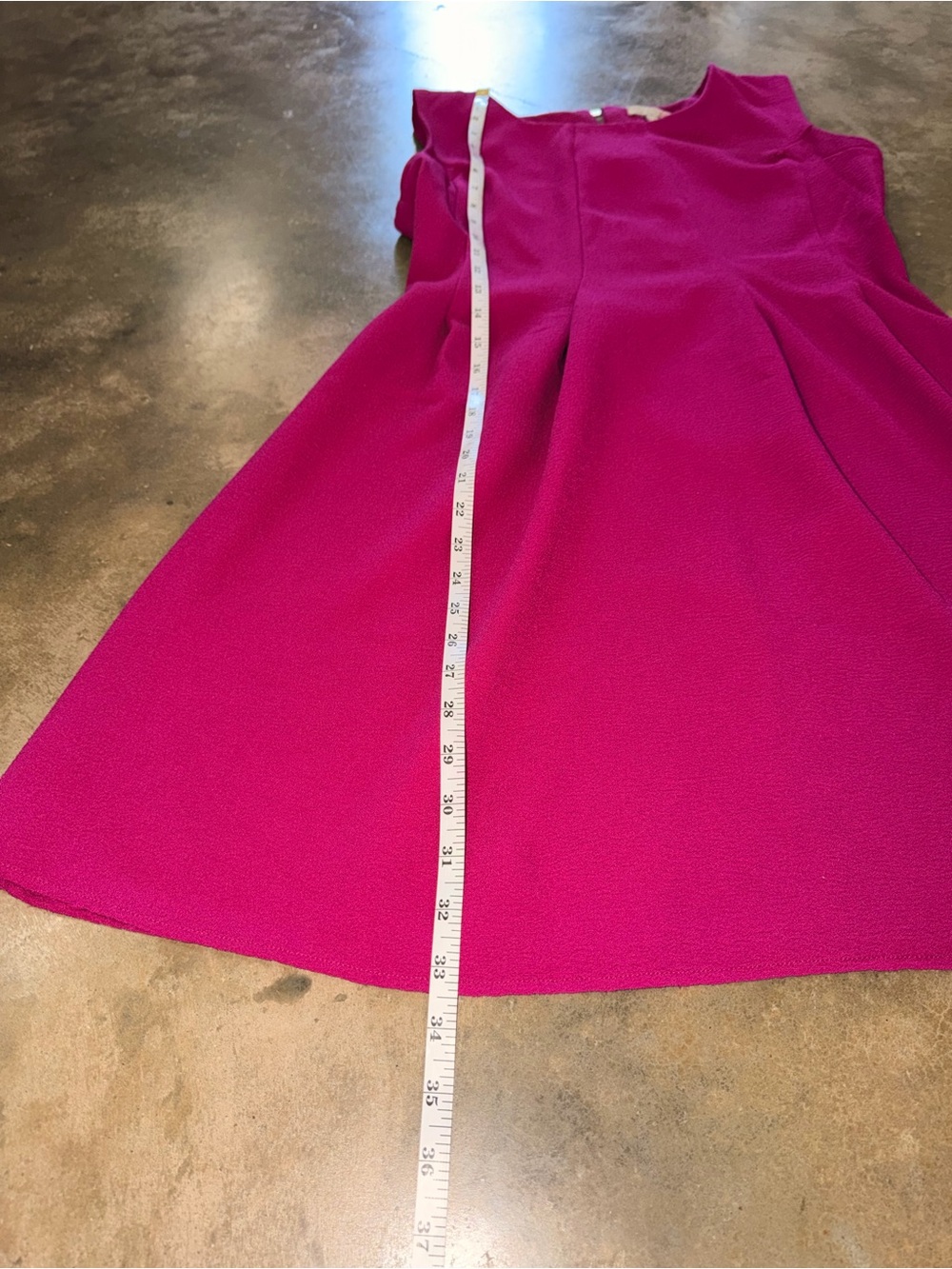 Gianni Bini Fuchsia Textured Fit & Flare Dress Sleeveless Zip Back Size Large - Picture 4 of 11